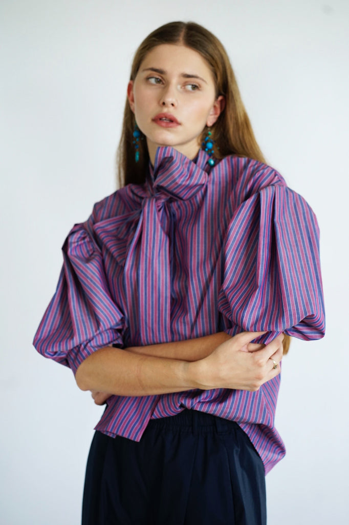Cala Memphis blouse. Berry stripes