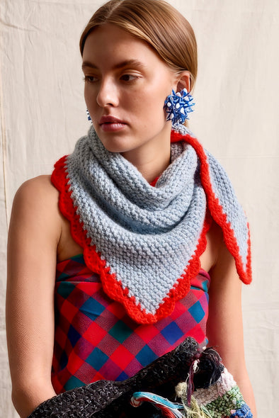 Crocheted Wool Triangle Summer Scarf