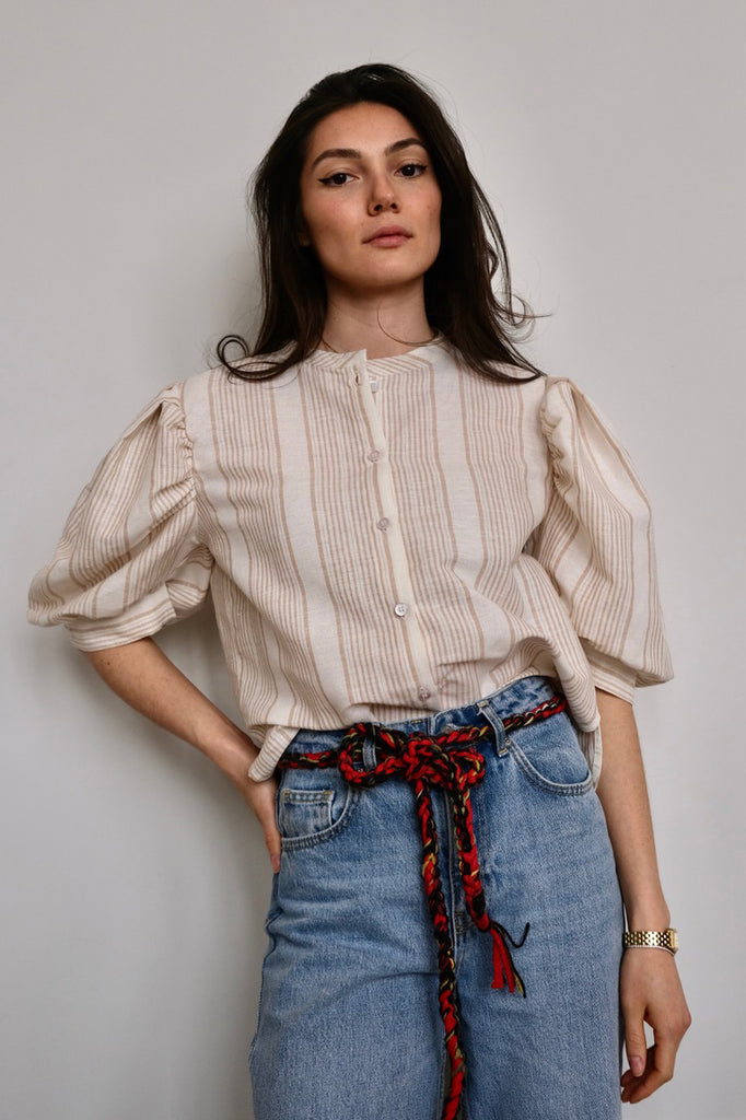 Memphis blouse. Mocca Stripe