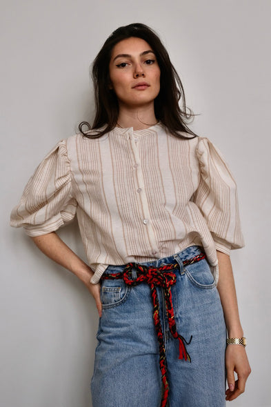 Memphis blouse. Mocca Stripe