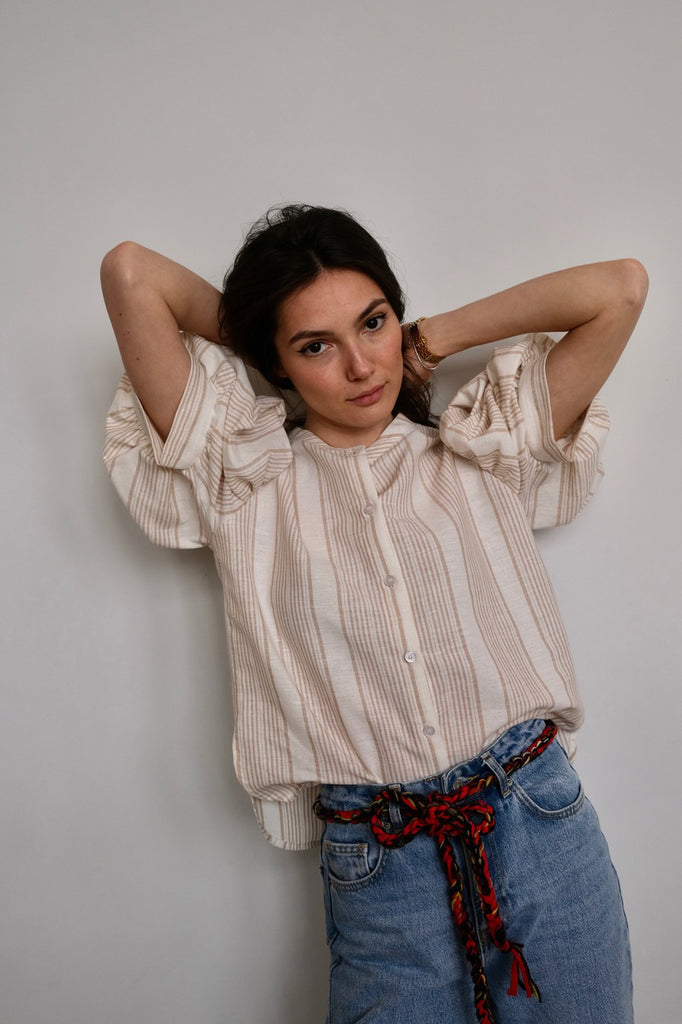 Memphis blouse. Mocca Stripe