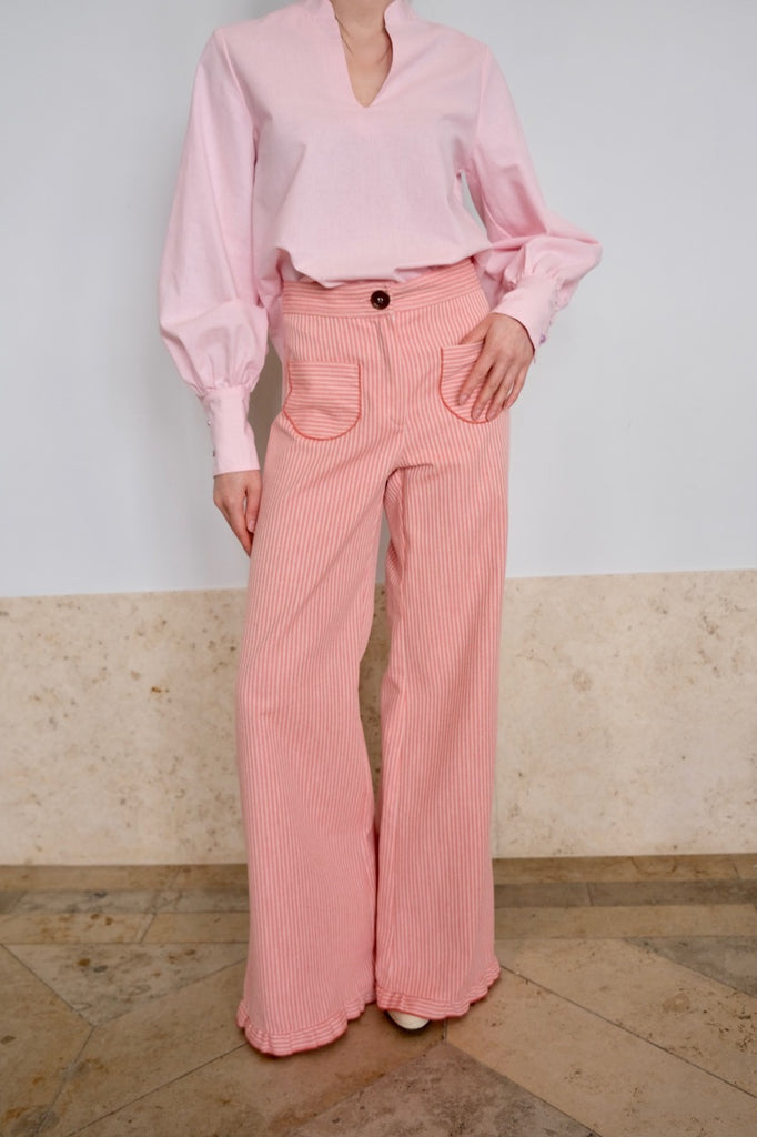 Lido Pants. Coral Striped