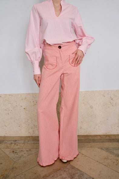 Lido Pants. Coral Striped