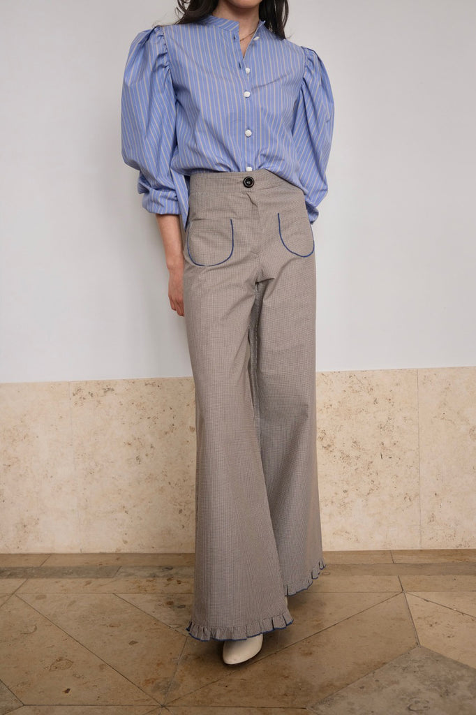 Lido Pants. Ruffled. Checkered