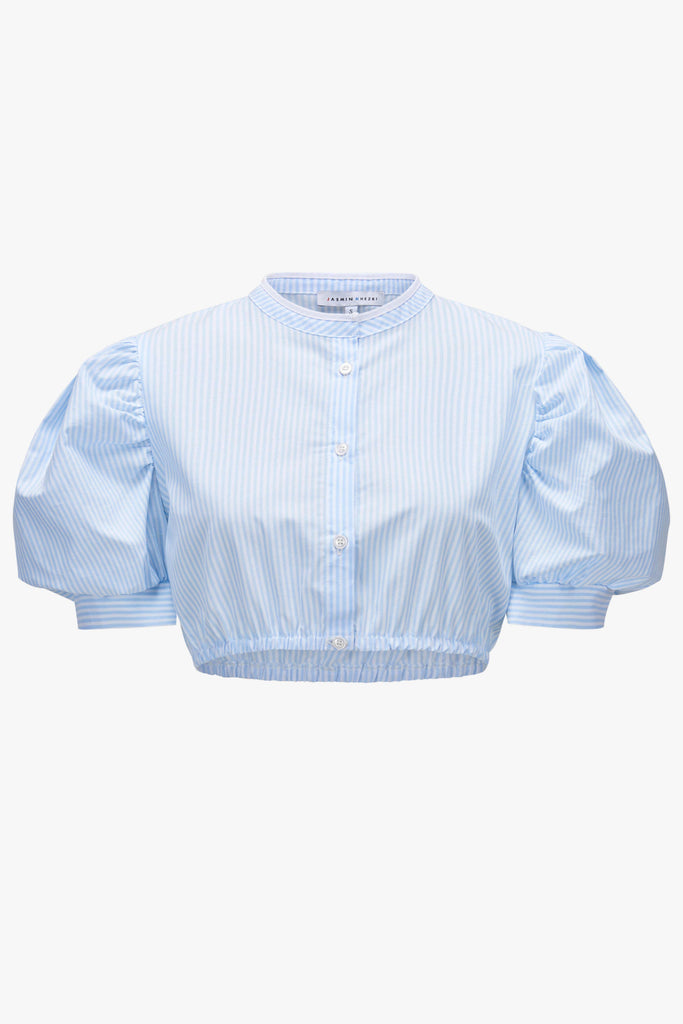IRMA Dirndl Blouse Memphis. Blue stripes