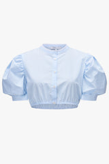 IRMA Dirndl Blouse Memphis. Blue stripes