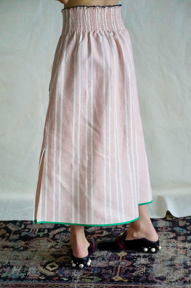 Helene Blanche X Jasmin Khezri Collection. Needlepoint striped skirt