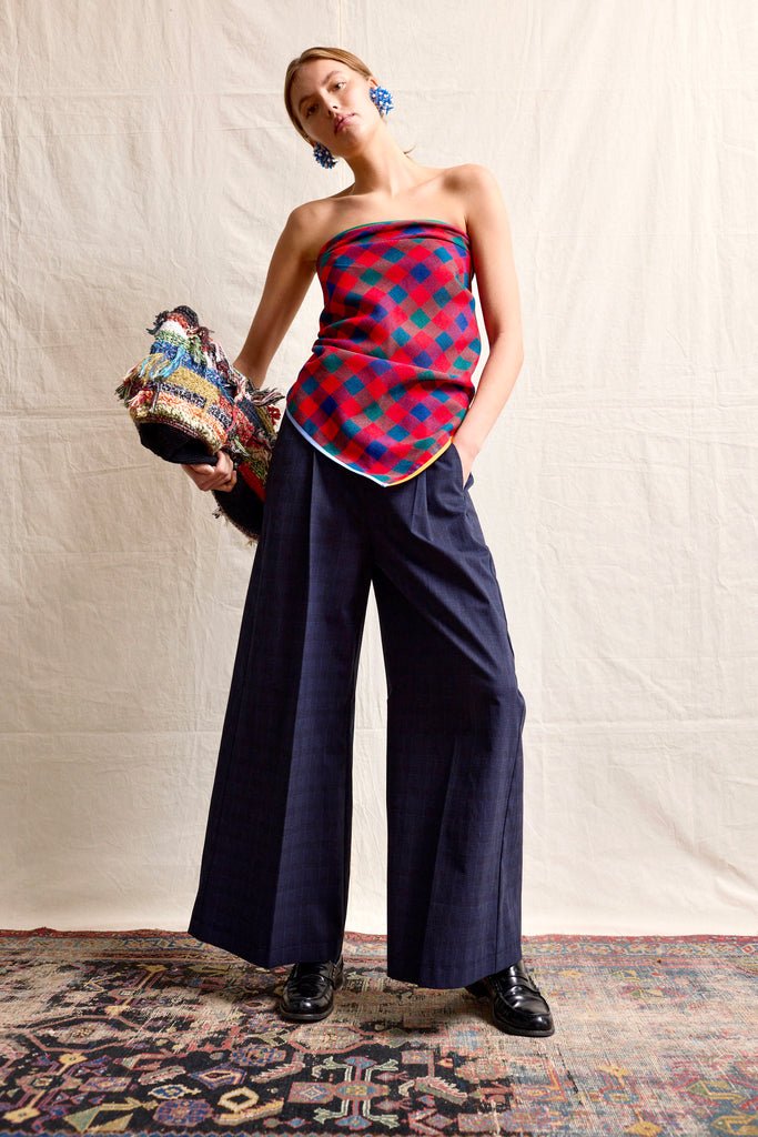 Palazzo Pants. Blue Check