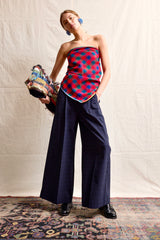 Palazzo Pants. Blue Check