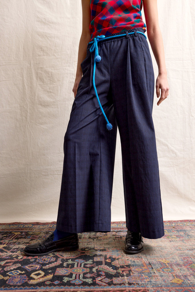 Palazzo Pants. Blue Check
