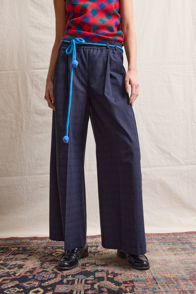 Palazzo Pants. Blue Check