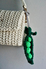 Hand crocheted charm. Green Peas