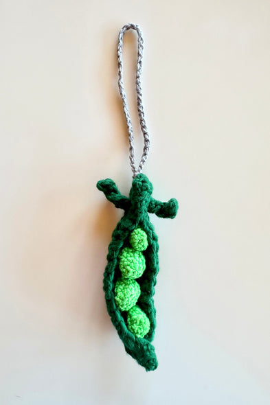 Hand crocheted charm. Green Peas
