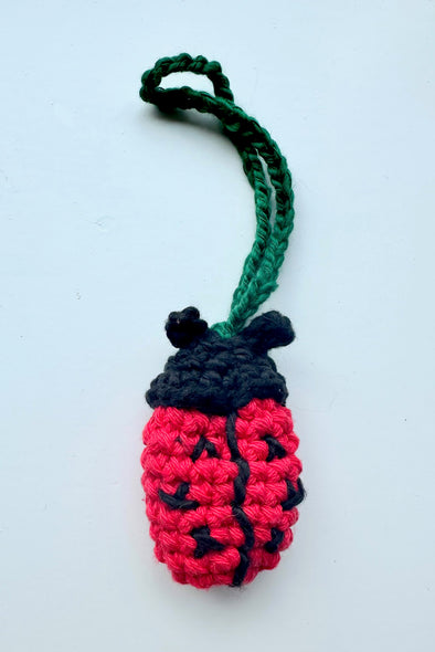 Hand crocheted charm. Ladybird Ruby