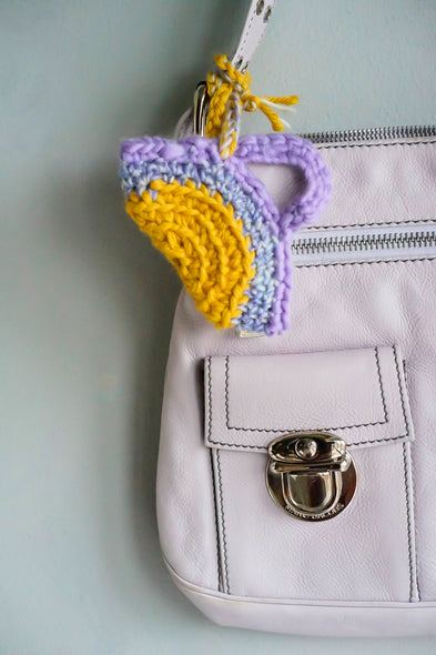 Hand crocheted charm. The bag