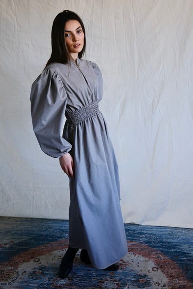 Taroudant dress. checkered. Mocca