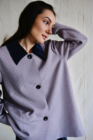 Overshirt. Checkered. Corduroy Collar