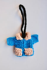 Hand crocheted charm. Blue Jacket