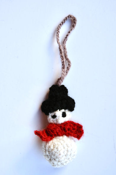 Hand crocheted charm. Snowman