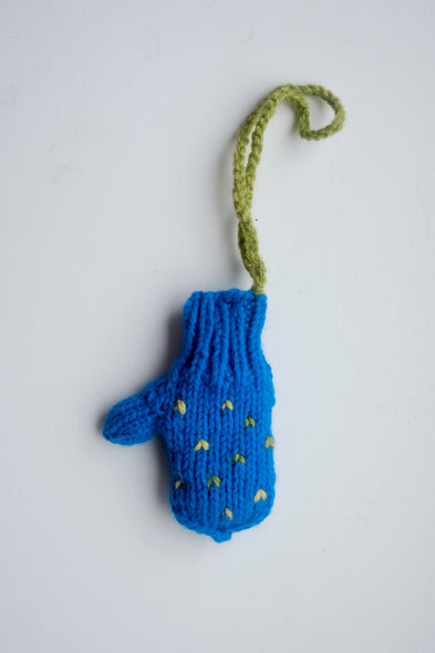 Hand crocheted charm. Blue Glove