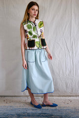 Skirt dress. Turquoise stripes