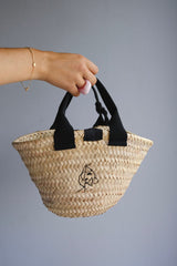 Embroidered mini basket with cherry charm