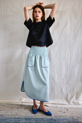 Skirt dress. Turquoise stripes
