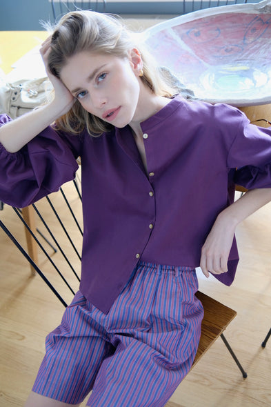 Seville couture blouse. Blueberry