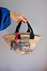 Painted Mini Basket with elephant charm