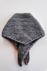 Crocheted Wool Triangle Scarf. Grey