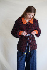 Knitwear No. 54. Orange collar Cardigan with belt