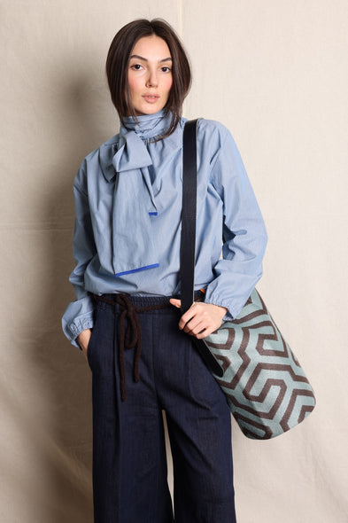 Cala Blouse. Soft Blue Stripes