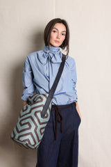Cala Blouse. Soft Blue Stripes