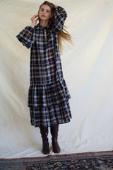 Corinne dress. Checkered Virgin wool