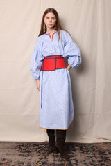 Gina Dress. Oxford Blue Cotton. Light blue