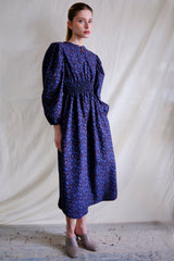 Taroudant 3 button dress. Blue Pasely