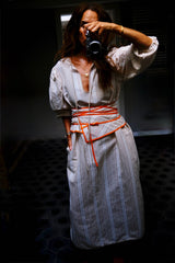 Gina Dress. Mocca Stripe