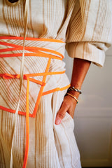 Gina Dress. Mocca Stripe