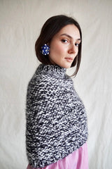 Knitwear No. 135. Demi Poncho Salt & Pepper