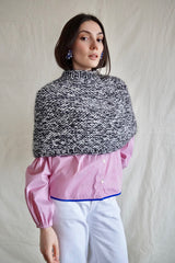 Knitwear No. 135. Demi Poncho Salt & Pepper