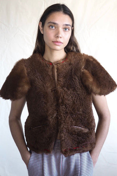 Short Lamb Fur Vest Crista