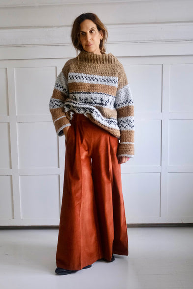 Palazzo Pants. Cognac Corduroy