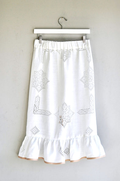 Vintage lace SOFIA pencil raffia skirt