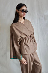 Kimono Jacket. Mocca Stripes