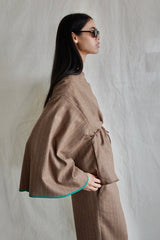 Kimono Jacket. Mocca Stripes