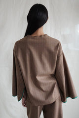 Kimono Jacket. Mocca Stripes