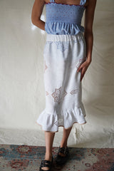 Vintage lace SOFIA pencil raffia skirt