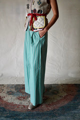 Palazzo pants. Pistachio. Striped
