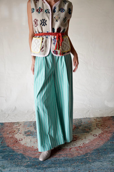 Palazzo pants. Pistachio. Striped
