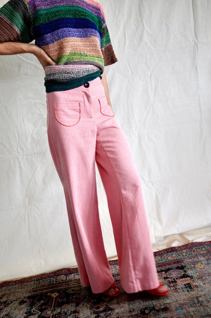 Lido Pants. Coral Striped